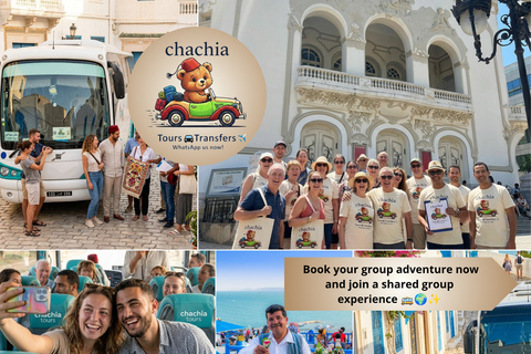 Tunis: Group guided visit, Carthage, Sidi Bou Said + Pickup from the HARBOR/HAM Pick-up from Hammamet/Nabeul/Yassmine Hammamet