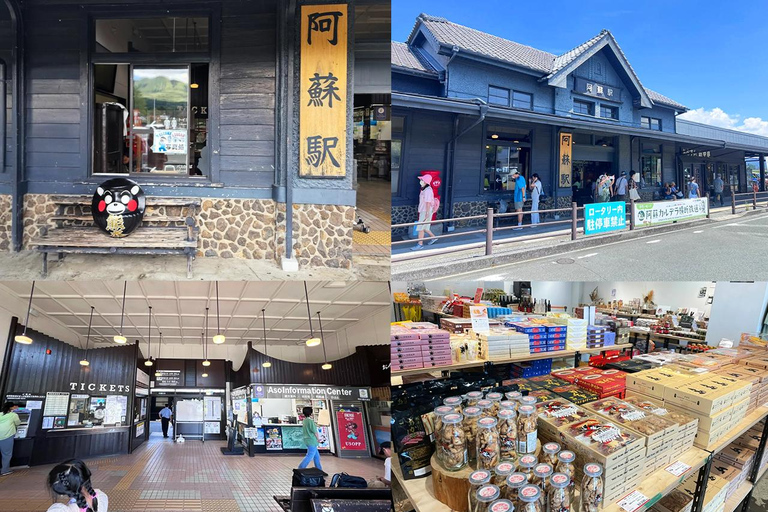 Kyushu Aso Volcano, Aso Boy Scenic Train, dagstur med varm källa11:00 Upphämtning vid Kumamoto slott