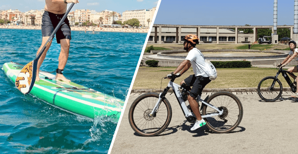 Barcelona: Montjuïc E-Bike Tour, Lunch & Paddleboarding