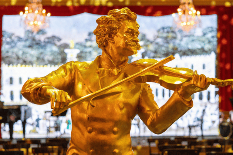 Vienna: concerto di Strauss dal vivo con cantante, orchestra e spettacolo di luciCategoria VIP: 1 - Seconda fila (incluso libretto del programma del concerto)