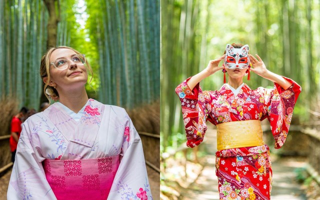 Visit Arashiyama Photoshoot in Bamboo Forests and Kimono Forest in Kyoto