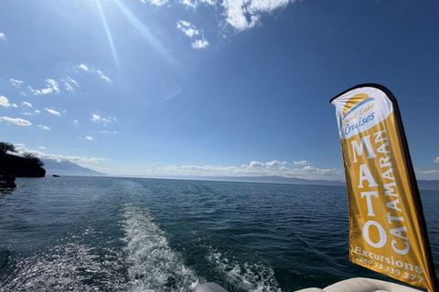 Ohrid: Golden Hour Catamaran Cruise with Drinks & Wi-Fi