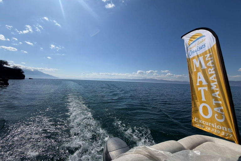 Ohrid: Golden Hour Catamaran Cruise with Drinks & Wi-Fi