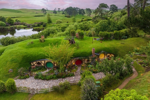 From Auckland: Waitomo & Hobbiton Bus Tour with Lunch Roundtrip: Waitomo Caves & Hobbiton Tour from Auckland