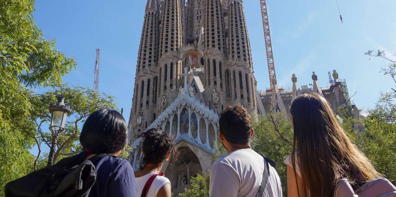 View from a Sagrada Familia tower over the spires and Barcelona rooftops