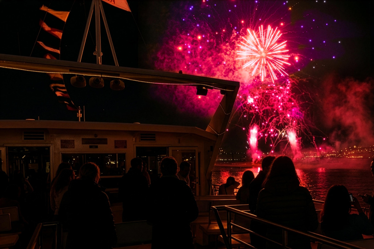 Lisbon: New Year's Eve Cruise with DJ, Open Bar & Fireworks Lisbon New Year's Eve Party Cruise DJ Open Bar and Fireworks