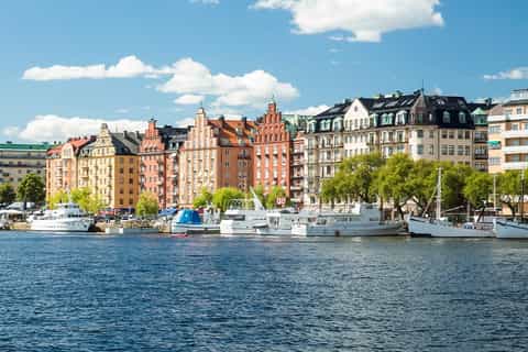 Stockholm City Hall from the water with tower