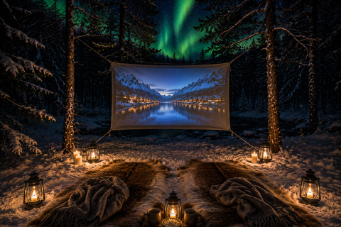 Tromsø: Arctic Forest Evening with Outdoor Cinema & Snacks
