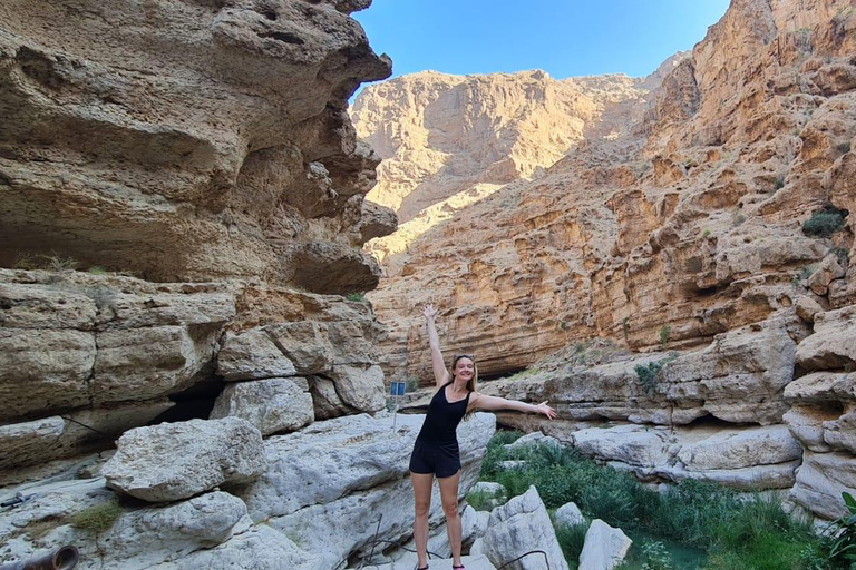 Da Muscat: Avventura a Wadi Shab, Sinkhole e Spiaggia delle Pinne