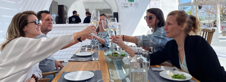 Santorin : Visite privée de l'île avec déjeuner dans un célèbre établissement vinicole