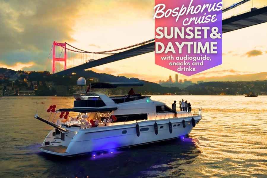 Istanbul: Yachttour bei Sonnenuntergang oder tagsüber mit Audioguide und Snacks