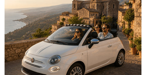 Godfather Forza d’Agrò Fiat500 cab private experience