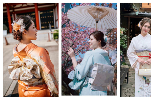 Tokyo: Asakusa Kimono Rental with Hairstyling and Makeup Kimono (Yukata) Experience Package (Men & Children Only)