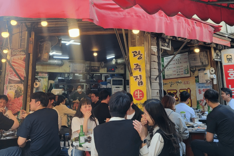 Séoul : Visite culinaire Netflix au marché de GwangjangVisite de groupe avec 3 dégustations de cuisine de rue