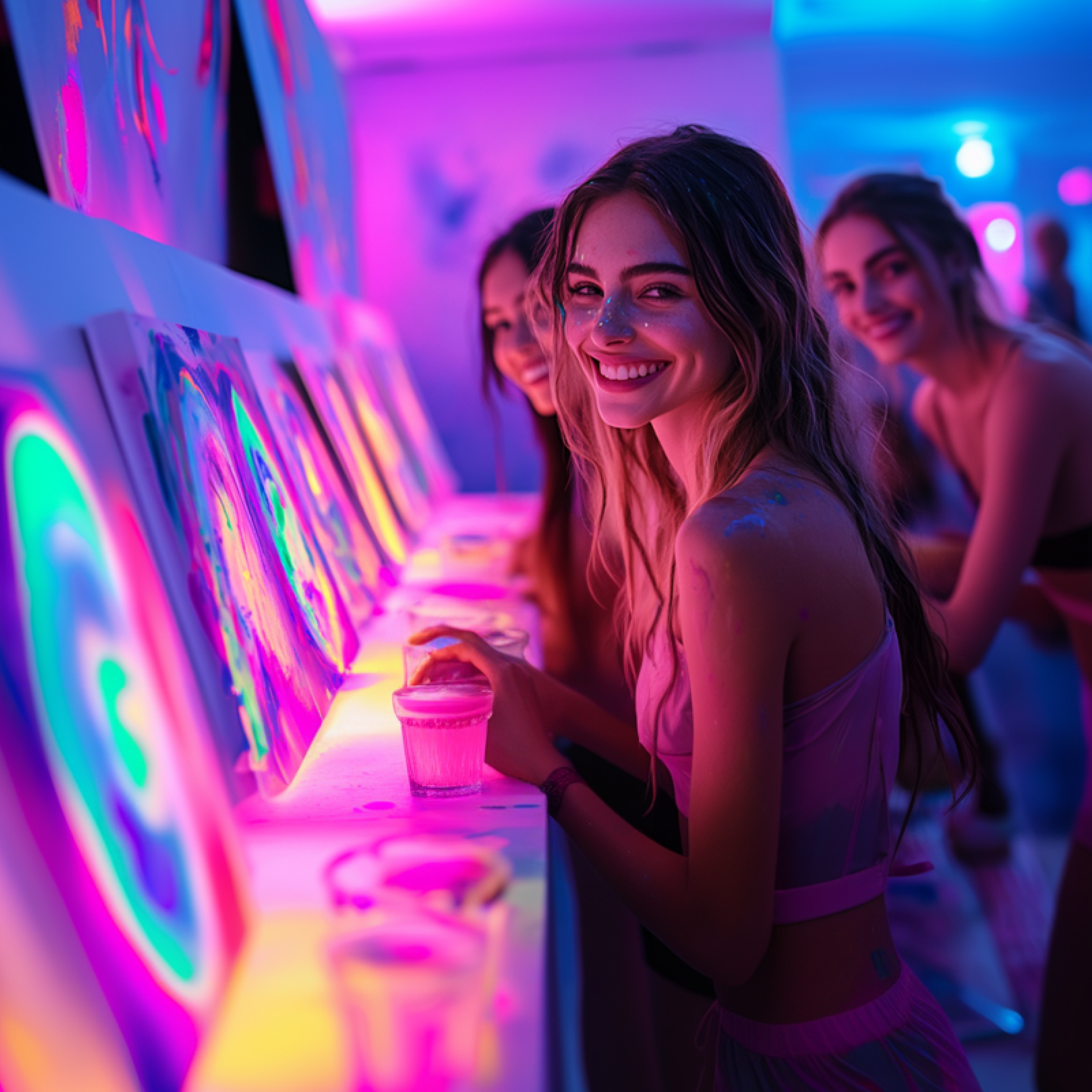 Heidelberg: Neon-Malabend mit Drinks und DJ