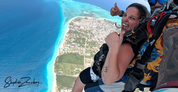 Tandem skydive over Kendwa beach on Zanzibar's northwest coast