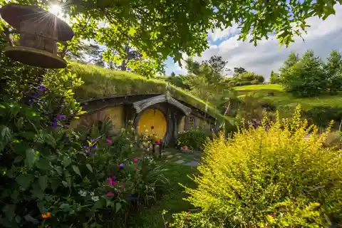 Excursão ao cenário do filme Hobbiton para Blue Springs e cavernas Waitomo