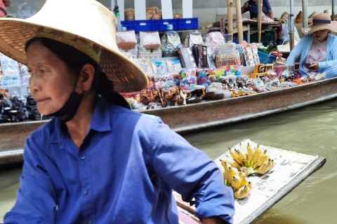 Bangkok: Mercado Flotante y Ferroviario con Tren y Paseo en barcoVisita en español - Punto de encuentro de Swensen en Khao San