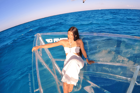 Cancun: gita in barca con fondo trasparente e bevande