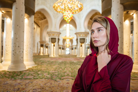 From Dubai: Abu Dhabi Grand Mosque With Light &amp; Peace MuseumSunset Shared Tour