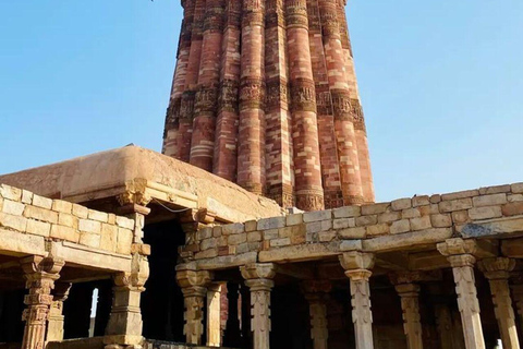 Delhi: Shared Group Tour + Free Qutub Minar Entry Ticket New Delhi Tour with Guide+Transport+ 1 Ticket