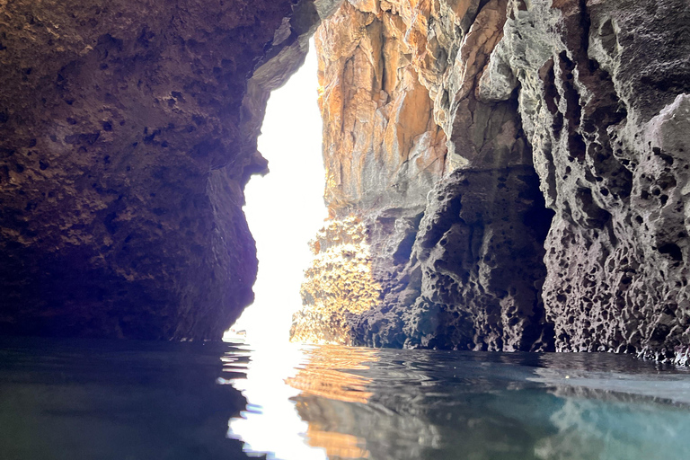 Do porto de Faliraki: Passeio de lancha rápida com mergulho com snorkel e cavernas