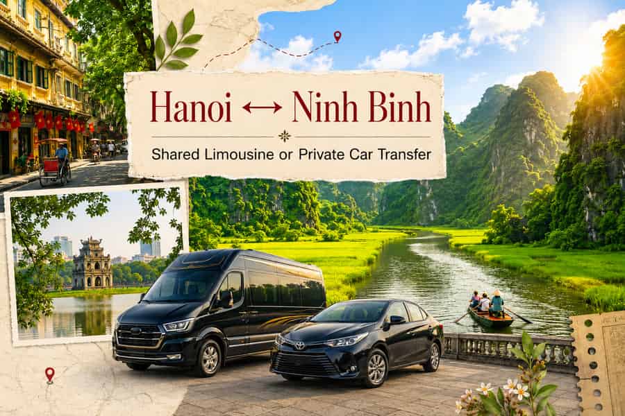 HanoiNinh Binh: Transfer in einer geteilten Limousine oder einem Privatwagen. Foto: GetYourGuide HanoiNinh Binh: Transfer in einer geteilten Limousine oder einem Privatwagen. Foto: GetYourGuide