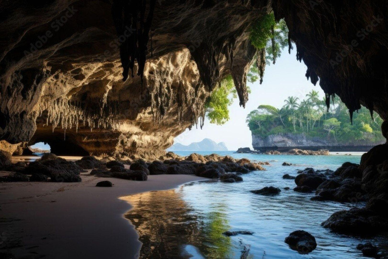 Krabi: 4 öar och grottor båttur med lunch4 öar tur med motorbåt