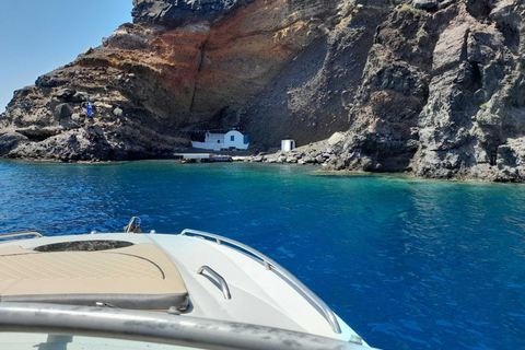 Santorini: Barco privado de lujo con comida y bebida