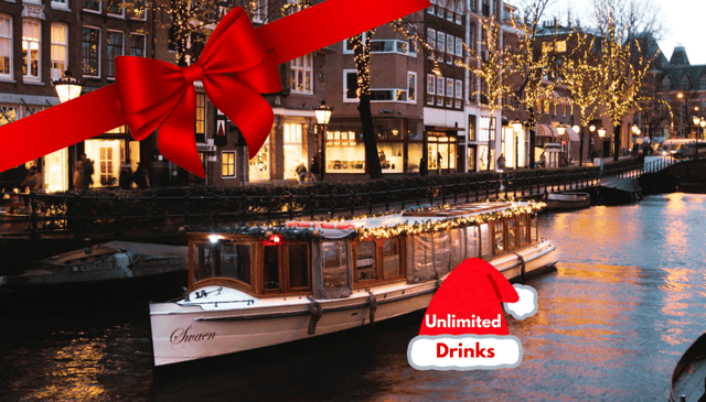 Amsterdam: Crucero de Navidad Cubierto Opción de Bebidas Ilimitadas