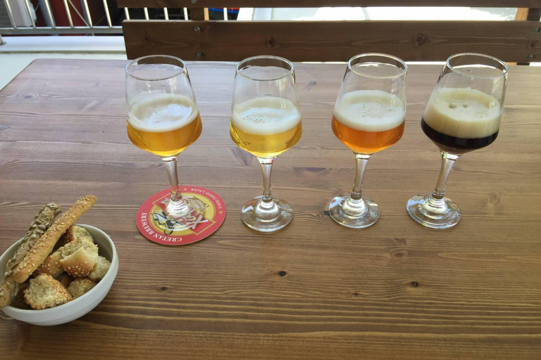 Tour di degustazione della birra creteseTour del birrificio - Degustazione di birra e villaggio di Argyroupoli