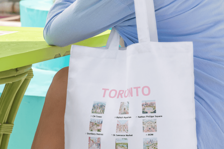 Toronto: Die Checkliste Tote Bag TourSchwarz &amp; Weiß Design Tragetasche