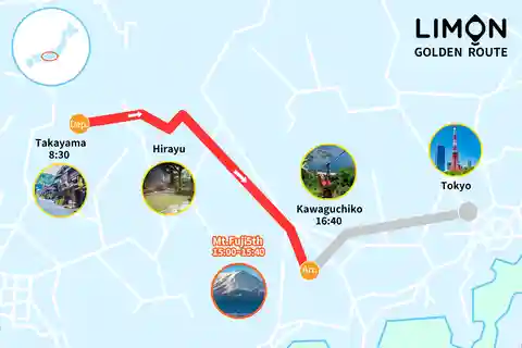 One-Way Bus: Takayama→Kawaguchiko via Mt. Fuji 5th Station