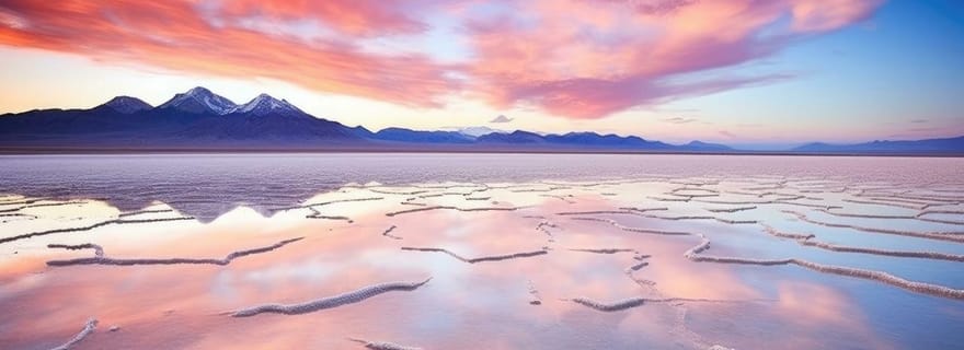 Bolivie : Coucher de soleil sur les salines de Salar de Uyuni