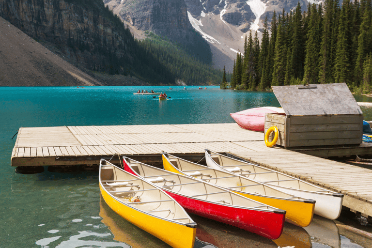 Da Canmore/Banff: Moraine Lake all&#039;alba e Lake LouiseDa Canmore/Banff: Alba sul lago Moraine e sul lago Louise