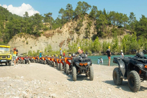 Från Antalya: Rafting Zipline Quad Jeep Tour med lunchRafting Zipline Quad Jeep 4 i 1 Adrenalin Tour med lunch