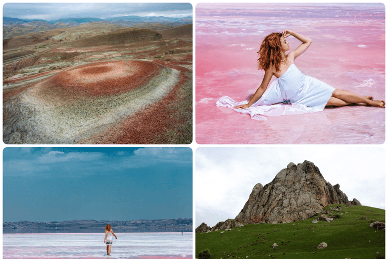 From Baku: Pink Lake, Beshbarmaq & Candy Cane Mountains Tour
