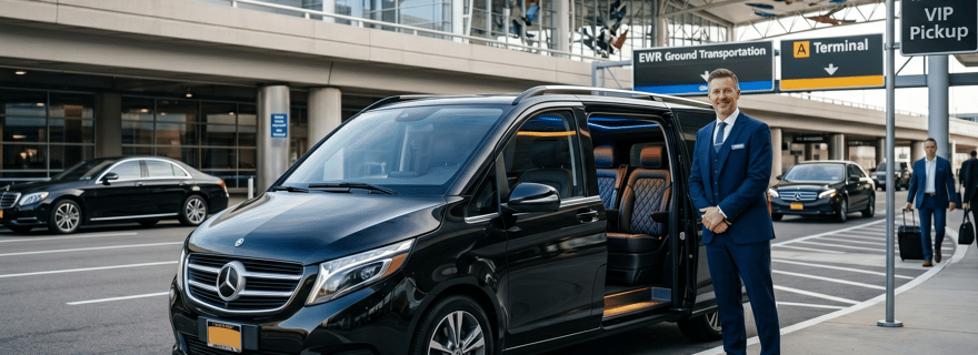 Nova Iorque: Transfer Particular do Aeroporto de Newark (EWR) com 105 minutos de espera GRATUITA incluídos