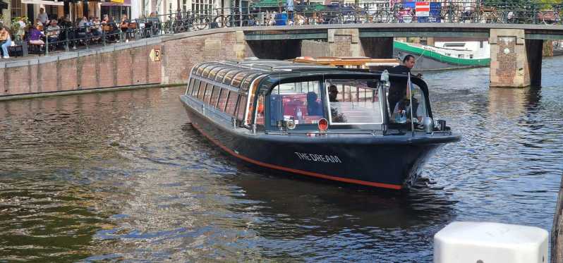 Amsterdam: Kanalrundfart med live guide og bar om bord