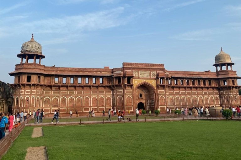 Vanuit Jaipur: Zonsopgang Taj Mahal & Agra Fort privétourPrivétour met chauffeur, auto, entreegeld, lunch en gids