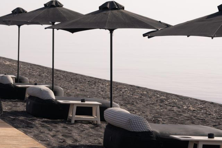 Wet Stories Santorini: The Ultimate Beach Experience Fourth-Row Sunbed Experience with Refreshing Amenities