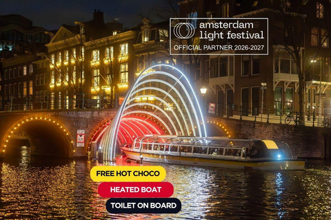 Amsterdam: Light Festival Cruise on Heated Boat + FREE Choco Light Festival Cruise on Heated Boat + FREE Choco Damrak