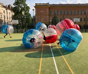 Prague: Bubbles football in city centre of Prague