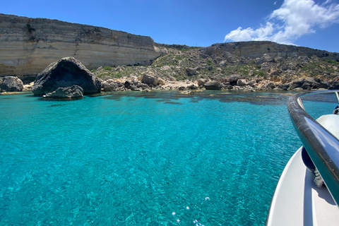 Passeio de barco particular de dia inteiro em Malta e Comino