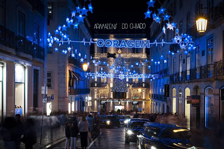 Lisbona: Tour privato delle luci di Natale in Eco Tuk Tuk