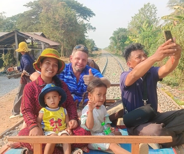 Battambang,Tuktuk and kayak, BambooTrain ,Wat Banan,Bat cave