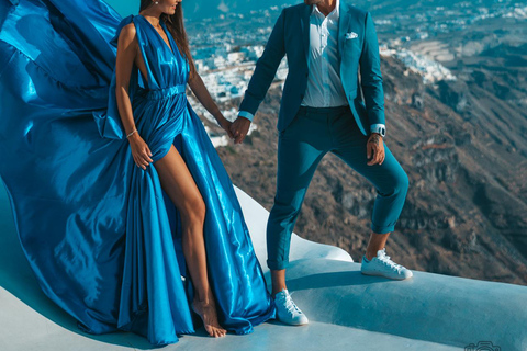 Santorini: Sessão de fotos com vestido voadorOia ou Imerovigli: sessão de fotos com vestido esvoaçante em Santorini