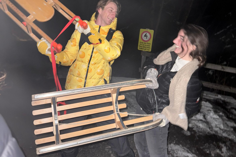 Interlaken: Sunset Sledding Adventure & Swiss Cheese Fondue Interlaken: Sunset Sledding & Fondue Dinner in Mürren
