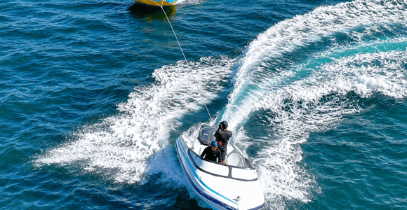 Bali Nusa Dua: Donut Boat with Camera Drone