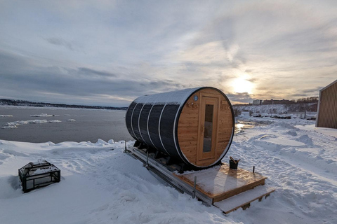 Ciudad de Quebec: Canoa sobre hielo con chocolate caliente y sauna